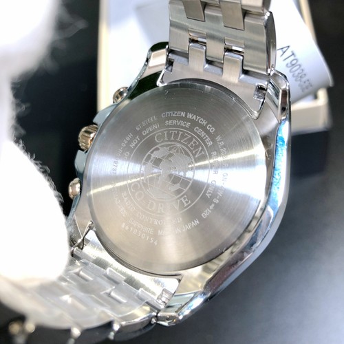 Pre-owned Citizen Eco-drive At9038-53e Radio Controlled Analog Black Dial Date Men Watch
