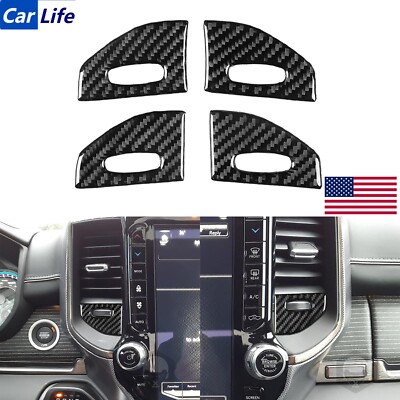 Real Carbon Fiber Air Vent Outlet AC Switch Cover For RAM 1500 2500 3500 2019-25