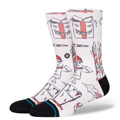 Stance Adult Off White Crew Polyester Cushion Angry Holidayz Casual Sock M 6-8.5