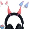 2x demon horns for Headset/Cosplay - Made In USA -16 Colors Combos (Pink)