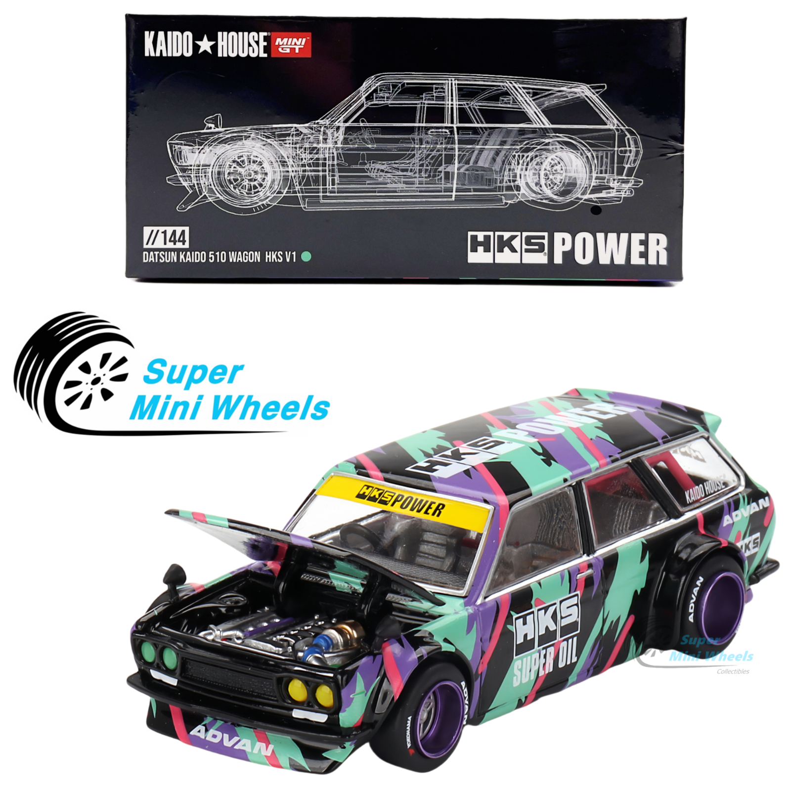 Mini GT x Kaido House 1:64 Datsun KAIDO 510 Wagon HKS V1 Mini GT x Kaido House 1:64 Datsun KAIDO 510 Wagon HKS V1