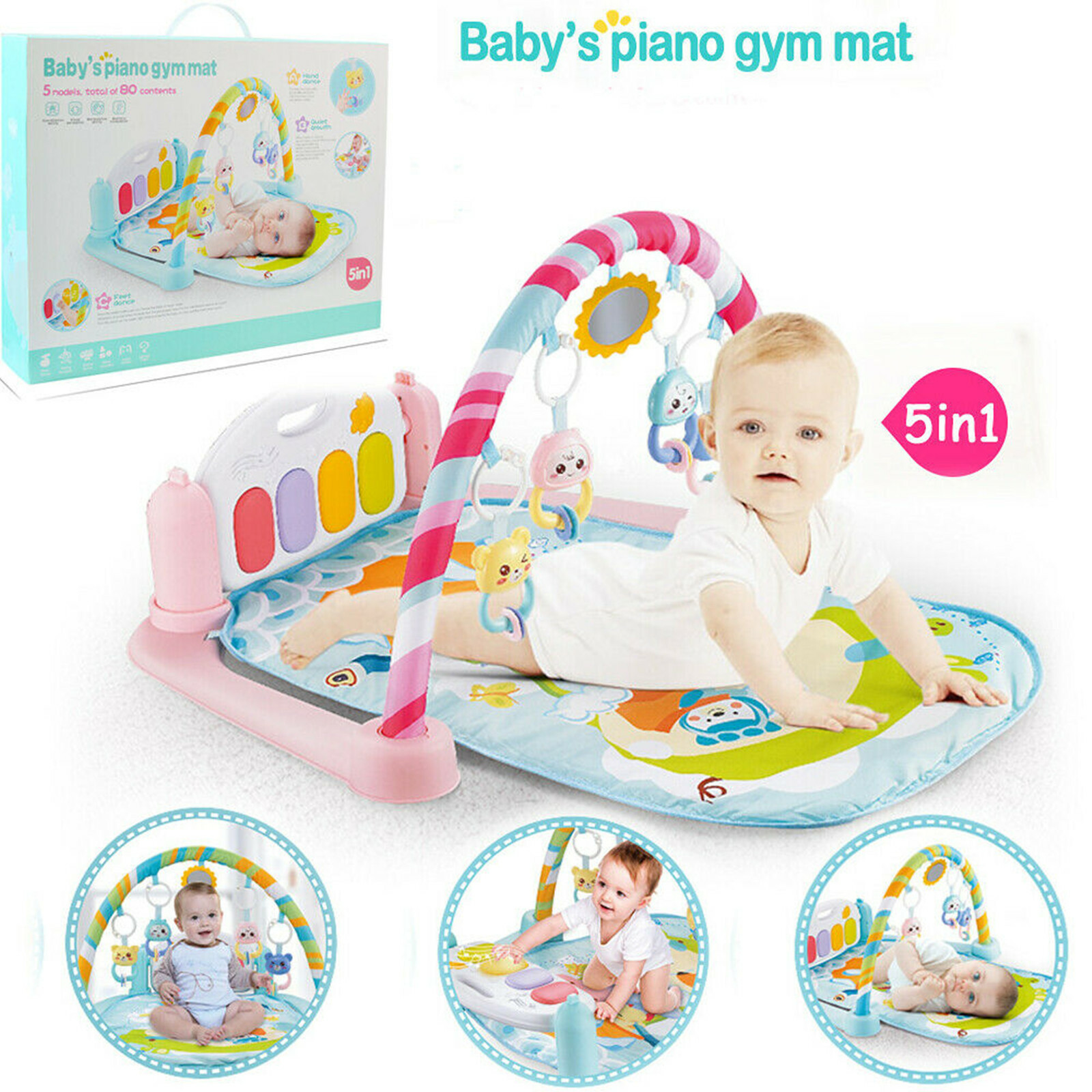 Infant Baby Activity Gym Playmat Carpet Floor Rug Mat Toddler Kid