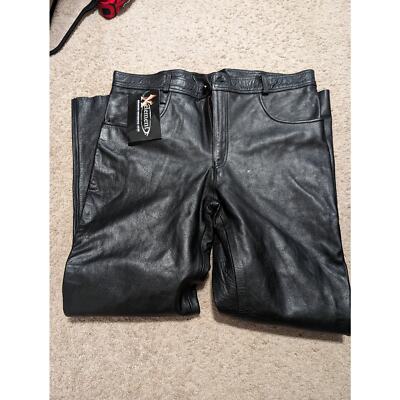 Xelement Leather Pants Mens Size 44 Black Motorcycle Biker X Element NEW NWT