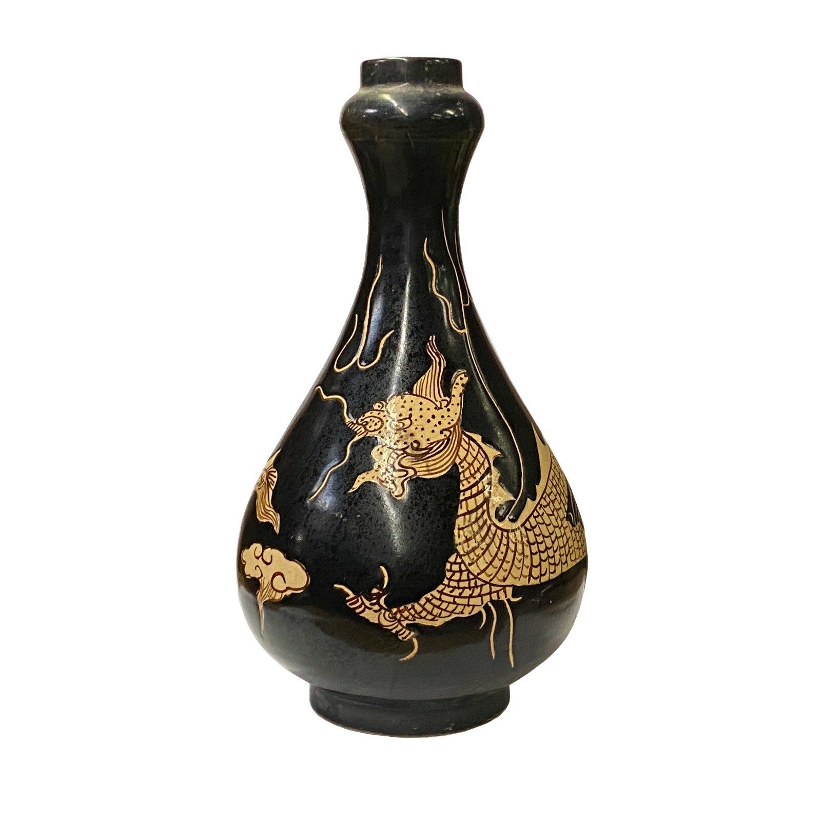 Chinese Ware Brown Black Glaze Dragon Theme Ceramic Jar Vase ws1928S Chinese Ware Brown Black Glaze Dragon Theme Ceramic Jar Vase ws1928S