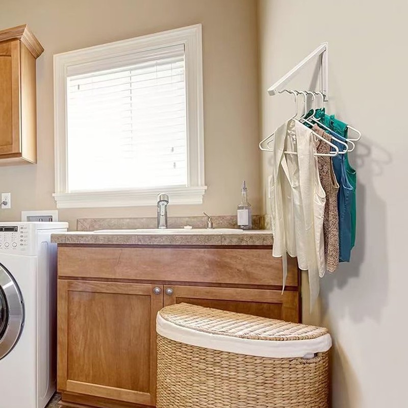 Retractable Clothes Rack Wall Mounted Folding Clothes Hanger Hidden Towel Rack