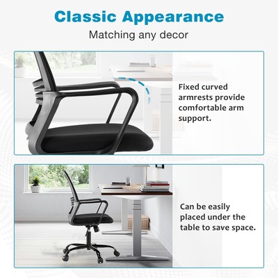Ergonomic Home Office Chair – Rolling Desk Chair with Lumbar Support and Armr...