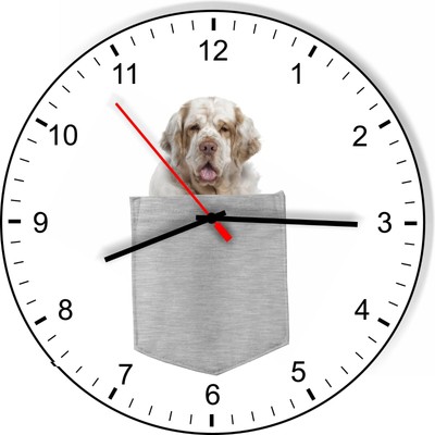 Clumber Spaniel In Your Pocket Puppy Dog kitchen living room Wall Clock