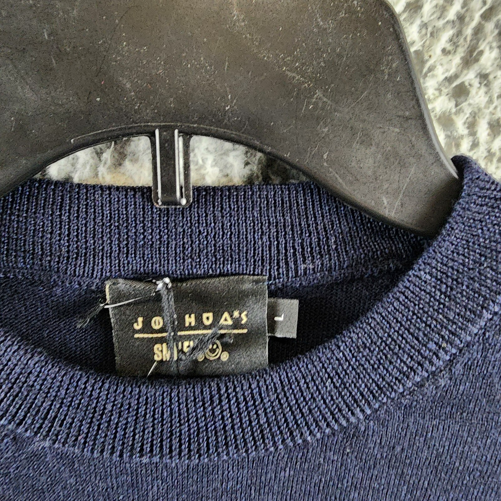 Joshua Sanders Pixel Wool Crewneck Sweater Men's L Navy Ribbed Pullover L/S - Picture 6 of 15