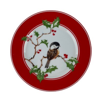 Fitz & Floyd Christmas Chickadee Salad Plate, 7-1/2''