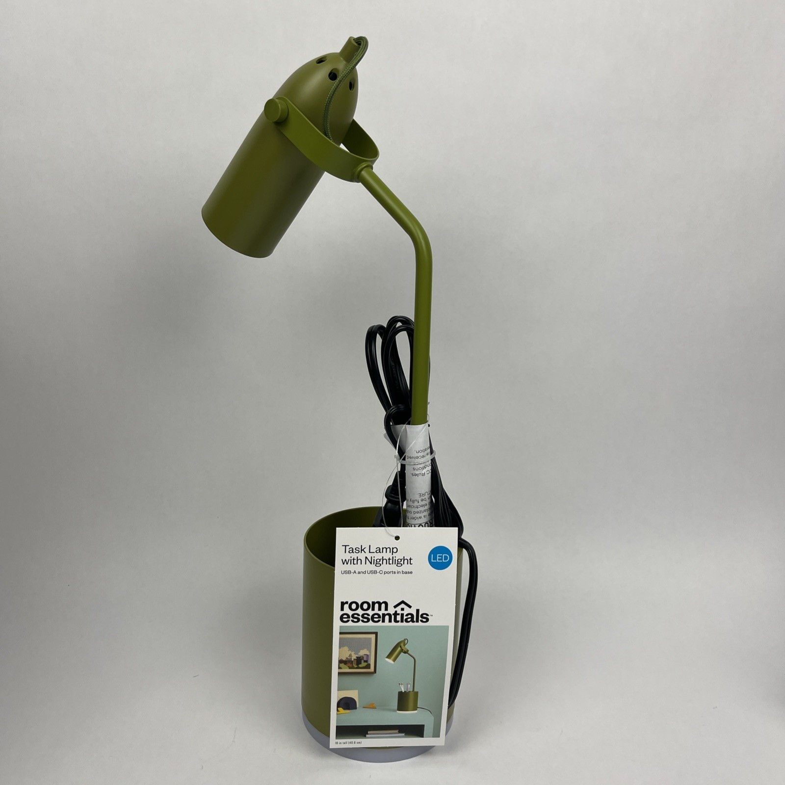 Task Table Lamp with Nightlight Olive Room Essentials *NEW*