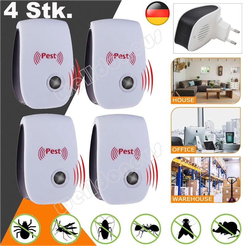 4 Stk. Ultraschall MÃ¤Useschreck MÃ¤Use Ratten Abwehr SchÃ¤DlingsbekÃ¤Mpfer Schreck
