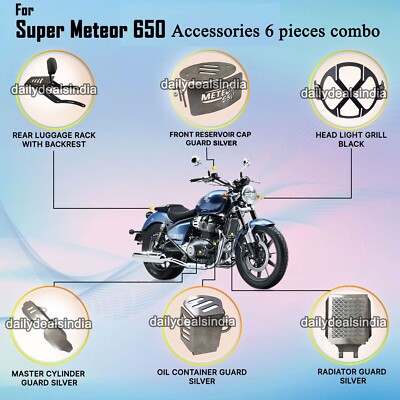 Fit For Royal Enfield Super Meteor 650 ''6 PCS Accessories Combo Pack - 4''