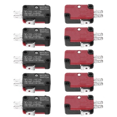 10Pcs V-15-1C25 1NO + 1NC Micro Switch 15A 125/250VAC Waterproof Switches