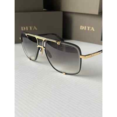 Pre-owned Dita Mach Five Drx 2087-a Matte Black Yellow Gold 18k / Gray Gradient Sunglasses
