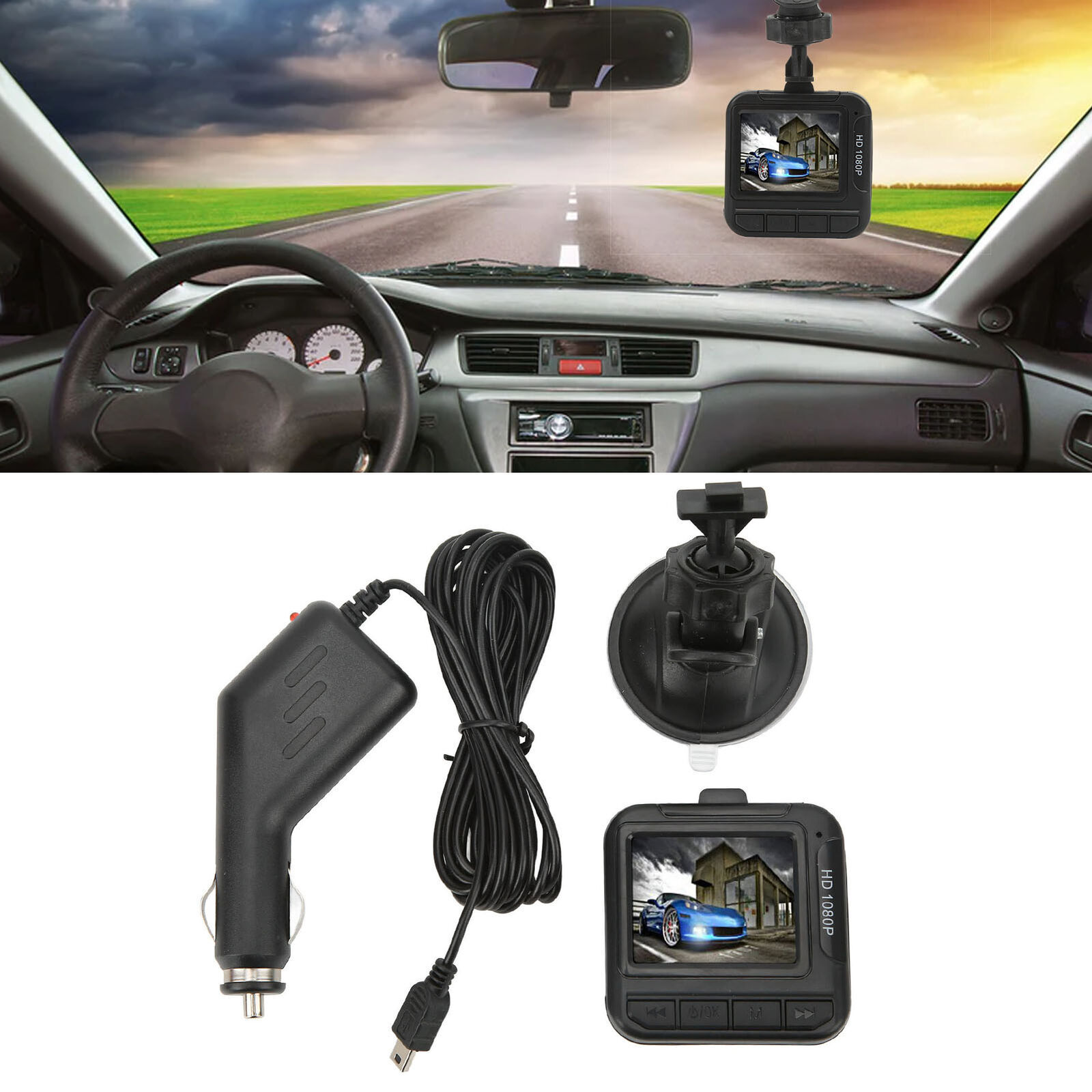 Driving Recorder 1080P HD 1.6in Color Display Screen Loop Recording Dash Cam