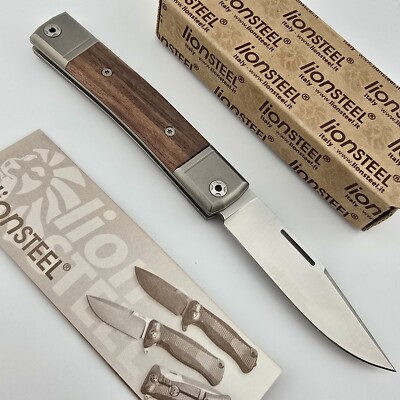 LionSteel BestMAN BM1 Traditional Folder Wood Handle Titanium Bolsters 2.8'' M390