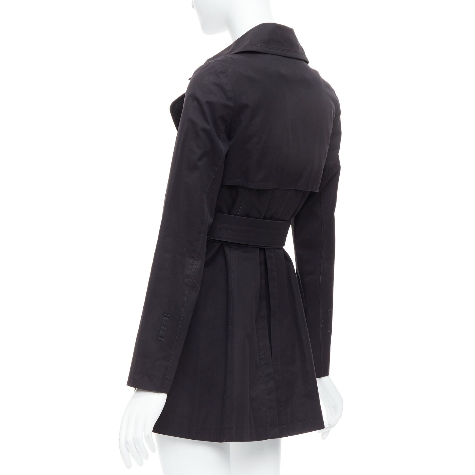 BURBERRY Blue Label black wool silver grommet belted short BURBERRY Blue Label black wool silver grommet belted short