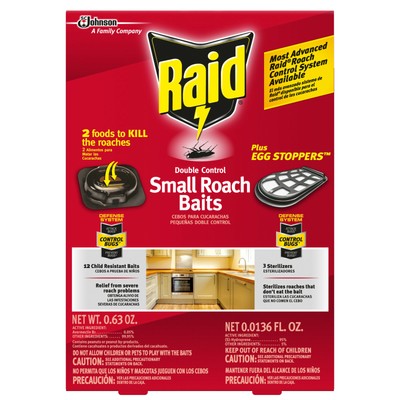 Raid Double Control 12-SMALL ROACH BAITS 3-STERILIZERS EGG STOPPERS COCKROACHES