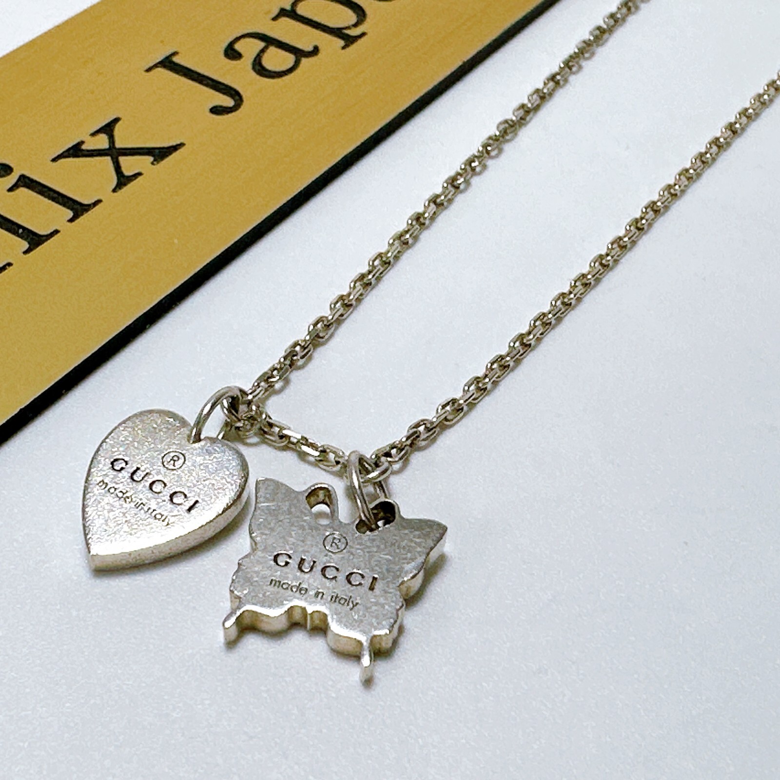 GUCCI Sterling Silver Heart Butterfly Pendant Necklace | eBay