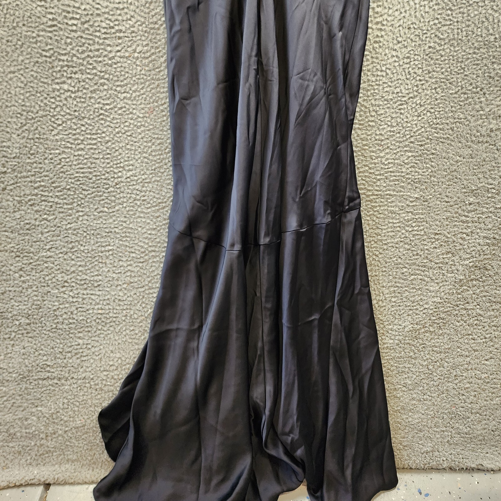 RAMY BROOK RAMY BROOK TERA RUFFLE HALTER GOWN WOMEN'S 4 NAVY HIGH-LOW HEM TIE NECK BACK ZIP