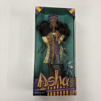 VTG Mattel 1994 ASHA Barbie Doll African American Collection #12676 Royal Kente