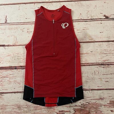 Pearl Izumi Men's Red Elite Pursuit Tri Singlet Zip Front Tank Top Medium