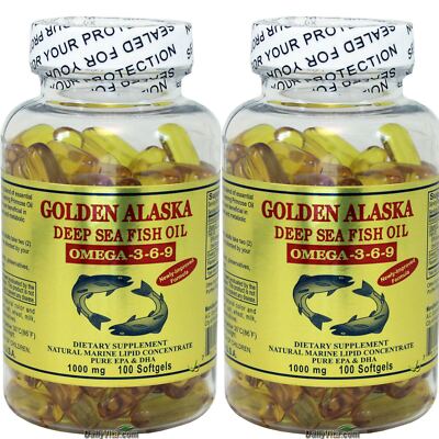 2 x Gold Vitamin Golden Alaska Deep Sea Fish Oil Omega 3 6 9 1000 мг 100 SG