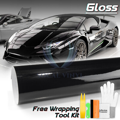 Gloss Black Glossy Car Vinyl Wrap Sticker Decal Sheet Air Release Bubble Free