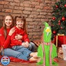 JcHrmers Christmas Porch Goose Outfit Santa Claus Goose Costume Funny Green Fur Clothes with Striped Scarf for Goose for Halloween Christmas Holiday 23'' Porch Goose Decorations