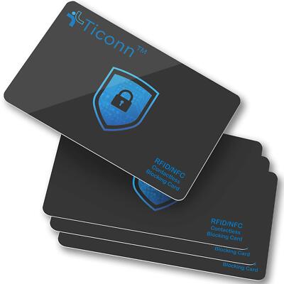 TICONN RFID Blocking Cards - 4 Pack Premium Contactless NFC Debit Credit Card...