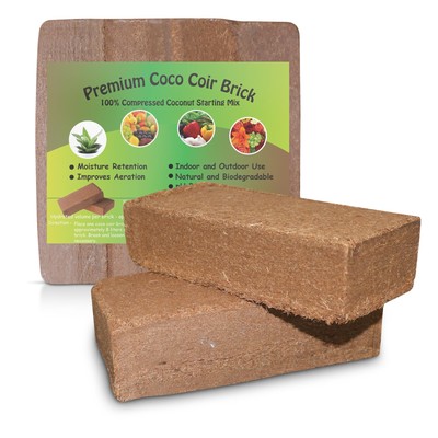 Premium Coco Coir Bricks, 4 Pcs, 100% Organic Compressed Coconut Coir Startin...