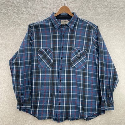 Polo Denim & Supply Ralph Lauren Shirt Mens 2XB Blue Plaid Flannel Chin Strap