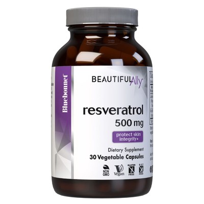 Bluebonnet Beautiful Ally Ресвератрол 500 мг 30 растительных капсул