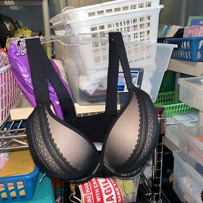Spanx 34DD Bra-llelujah Illusion Lace Full Coverage Bra Black Front Closure Nwt