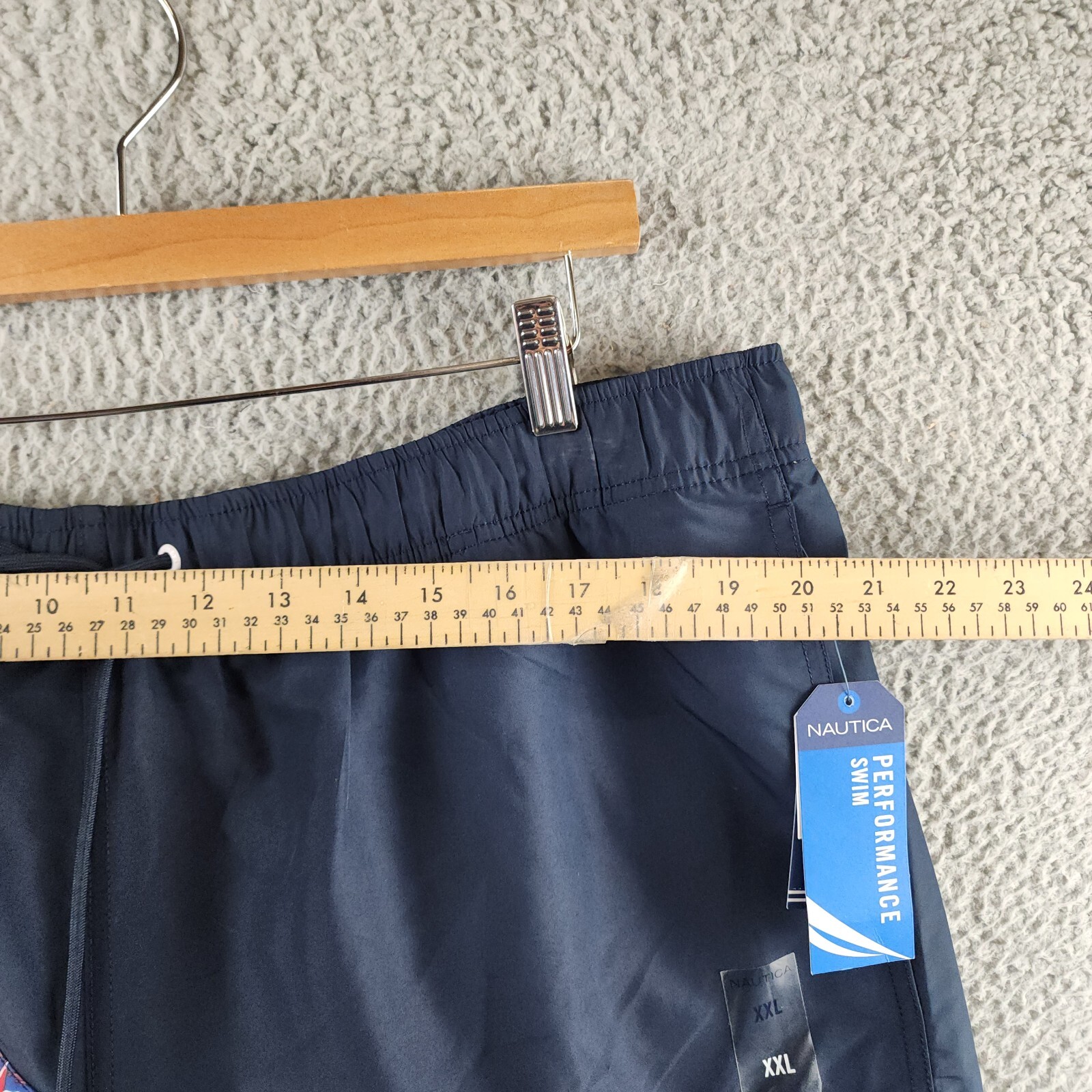 Nautica Heritage Diagonal Full Elastic Waist Swim Trunks Men's XXL Navy Multi - Picture 8 of 11
