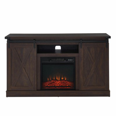 Tv Stand Table With Sliding Barn Door, Espresso