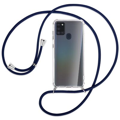 Handykette für Samsung Galaxy A21s dunkelblau Hülle mit Band Kordel zum Umhängen
