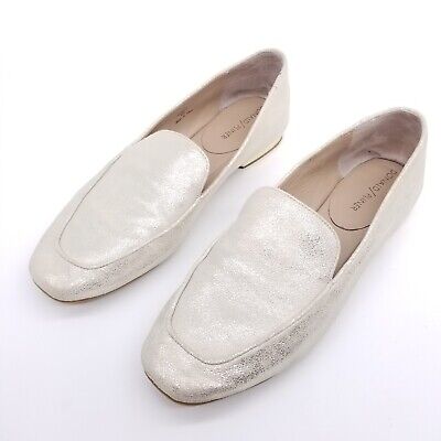 Donald Pliner Flats Women's 9 Silver Loafer Slip-On Shoes Leather