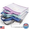 AVLA 4 Pack Student Book Pouches, A4 Mesh Zipper Bag with Handle, File Document Puzzle Bag with Name Card Pocket for Organizing Storage Board Games, School Office Appliances, Convenient to Carry