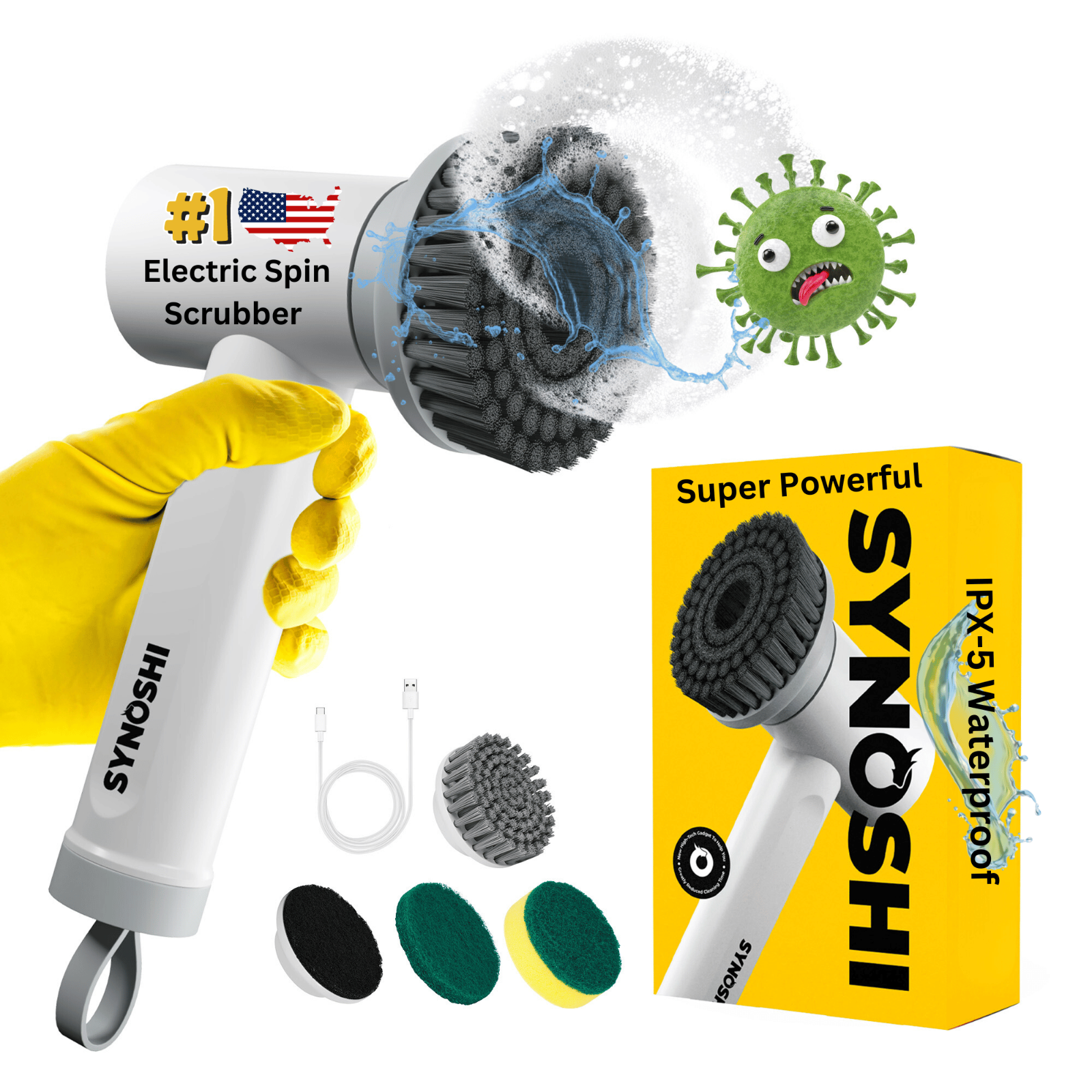 Synoshi® | Electric Spin Scrubber | Cordless Power Brush
