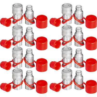 8 Sets 1/2'' NPT Skid Steer Flat Face Hydraulic Quick Connect Couplers for Bobcat