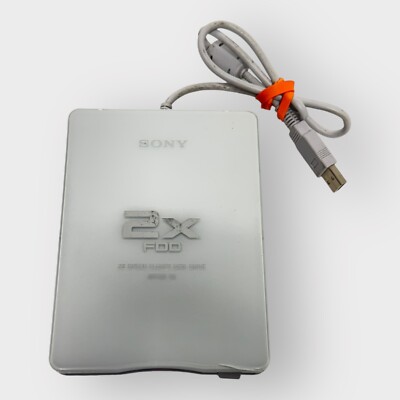 Sony USB Floppy Disk Drive 2X Speed FDD White Compact MPF88E, UNTESTED Powers On