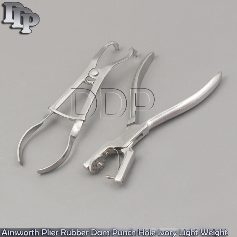 Dental Ainsworth Plier Rubber Dam Punch Hole Ivory Light Weight Endo Forceps Lab