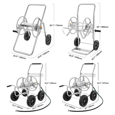 VEVOR Hose Reel Cart 175/200/250/300ft Heavy Duty 2/4 Wheels Garden Water Yard