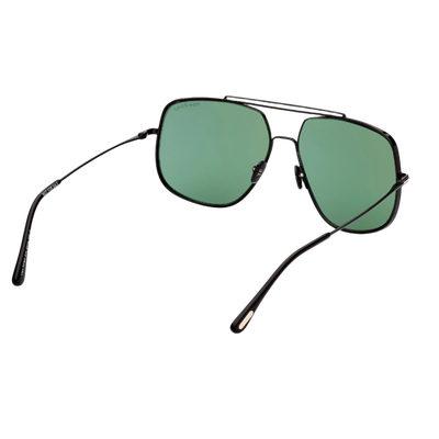 TOM FORD TOM FORD SUNGLASSES MEN SHINY BLACK METAL GREEN LENS PILOT FT0927 01N 61MM LIAM
