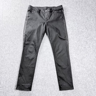 Rock & Republic Berlin Jeans Women 14M Black Denim Straight Skinny Side Stripe
