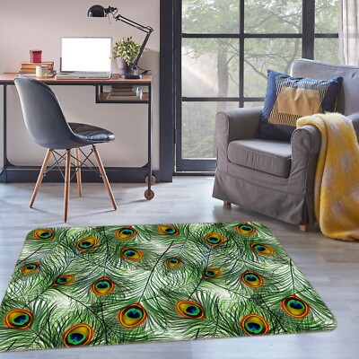3D Green Peacock Feathers ZHUA1451 Game Non Slip Rug Mat Photo Carpet Amy
