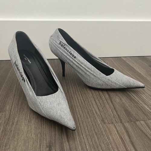 balenciaga gray jersey knife heels with logo 7 37 | eBay