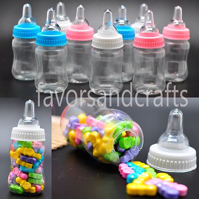 12 PCS Fillable JUMBO Bottles for Baby Shower Favors Blue Pink Party Decorations