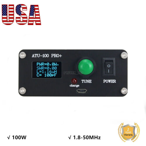 Automatic Antenna Tuner 100W 1.8-50MHz w/ 0.96-Inch OLED Display ATU100 Pro+ USA